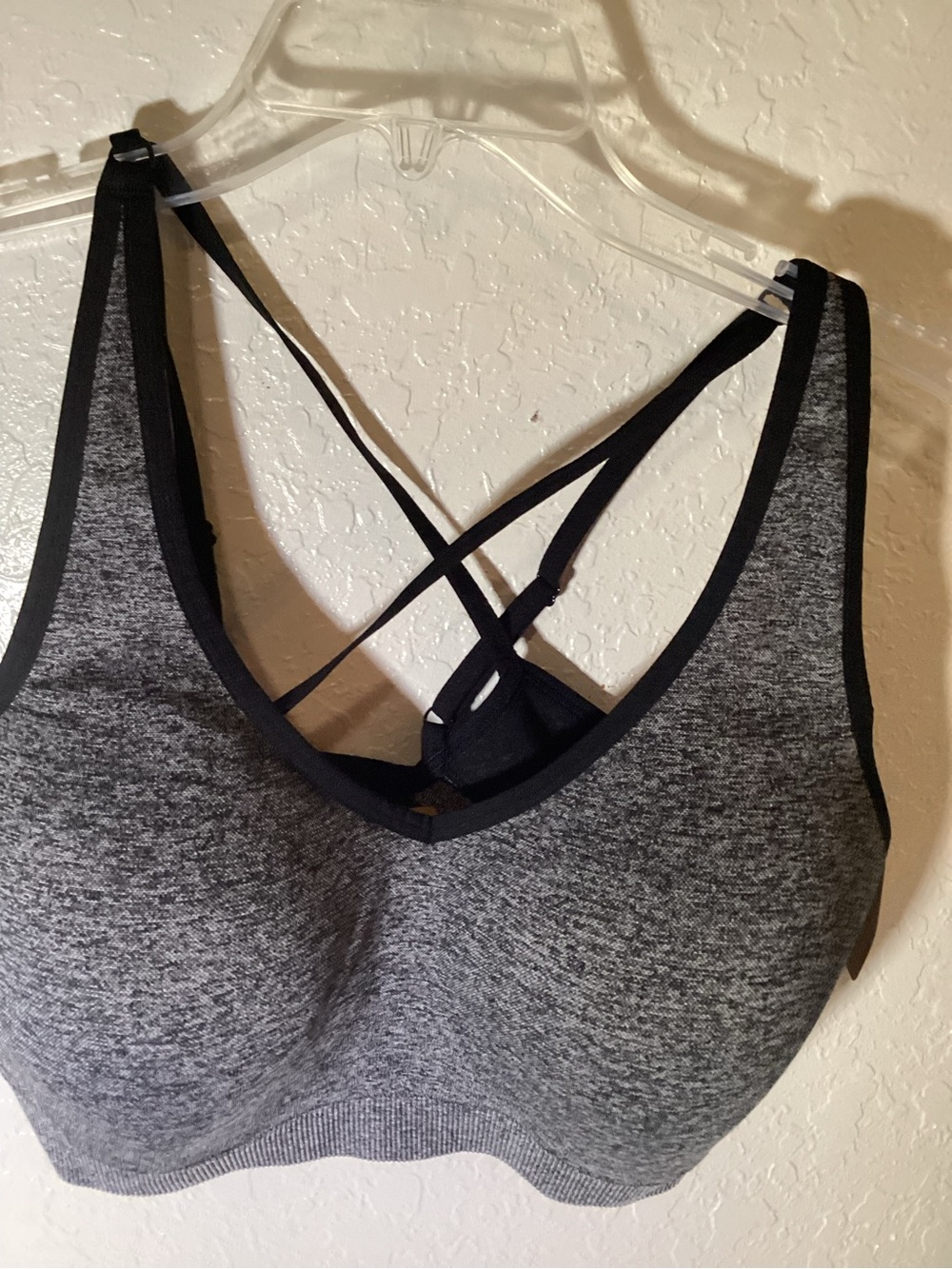PINK Victoria's Secret Heather Gray Seamless Strappy Sports Bra